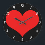 Red Heart Pattern Black Cute Valentine's Day Gift Large Clock<br><div class="desc">Printed with cute red heart design on black custom color background! Customize as you wish.</div>