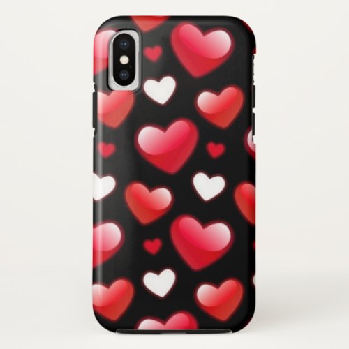 Red Heart Pattern iPhone X Case