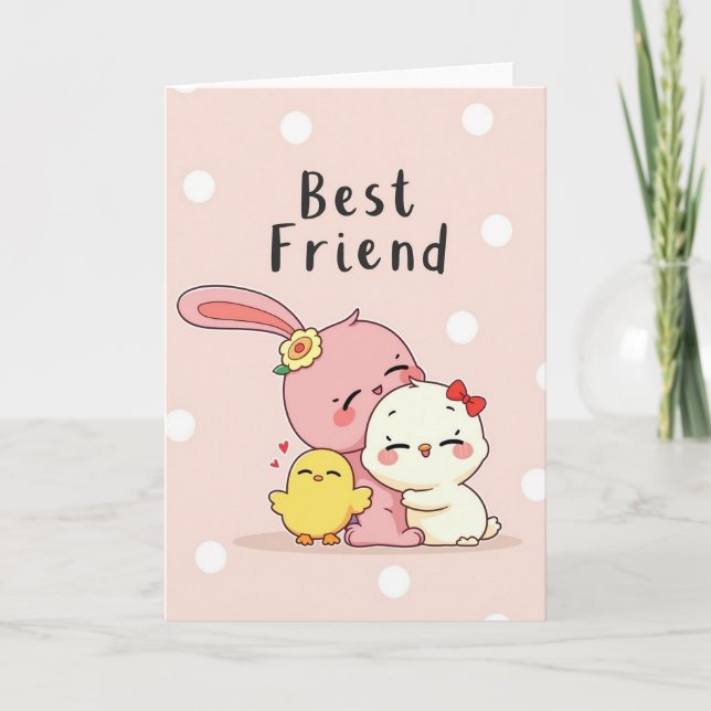 Red Heart Pattern Friend Card (Front)