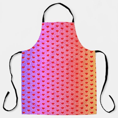 Red Heart Pattern Glittery Pink Rose Gold Girly Apron