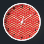 Red Heart Pattern Gold Glitter Valentines Day Cute Clock<br><div class="desc">Printed with cute red heart designs on glittery golden background!</div>