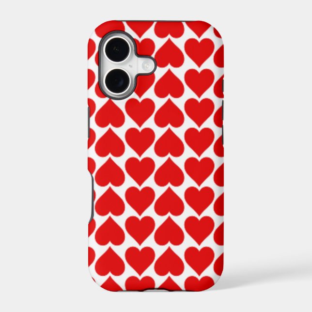 RED HEART PATTERN IPHONE CASE (Back)