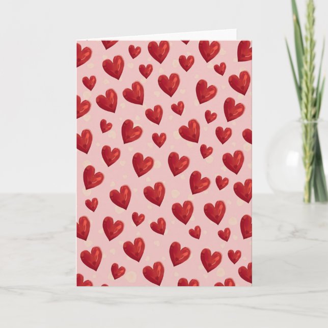 Red Heart Pattern Love Card (Front)