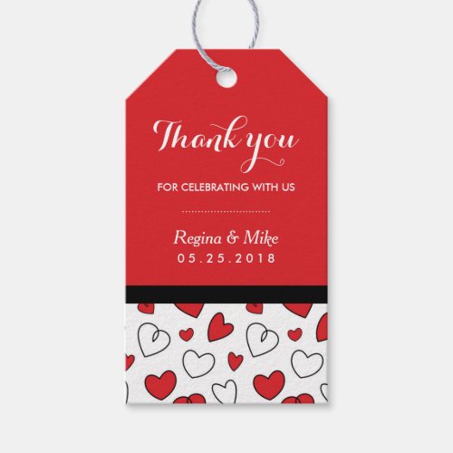 Red Heart Pattern Love Doodles Wedding Gift Tags