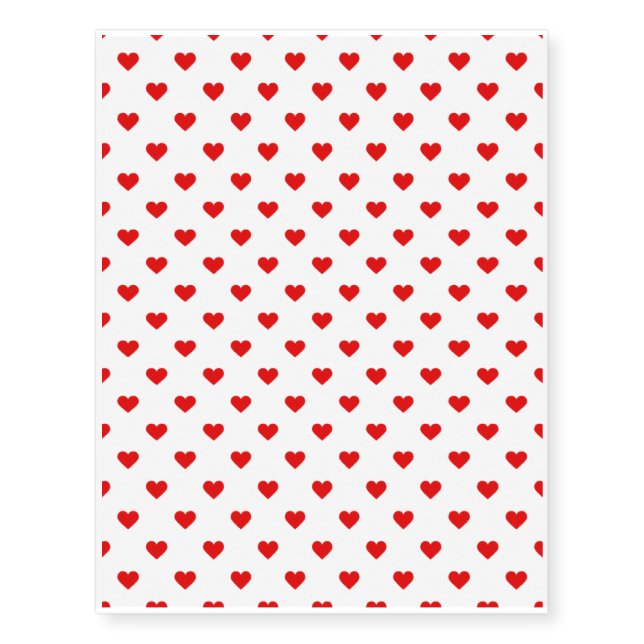 Red Heart Pattern Love Temporary Tattoos (Front)