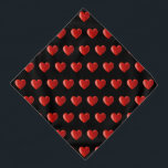 Red heart pattern on black bandana<br><div class="desc">Red heart pattern on black</div>