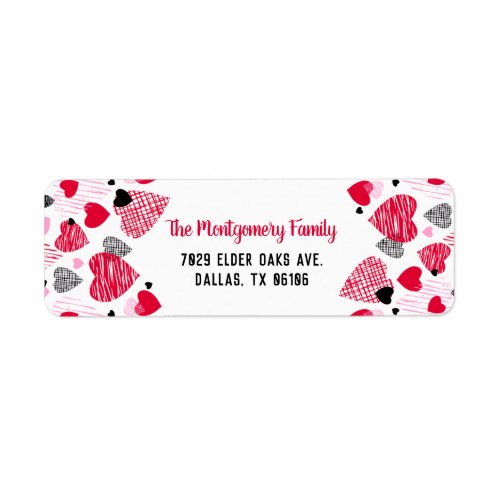 Red Heart Pattern Personalized Valentine Label
