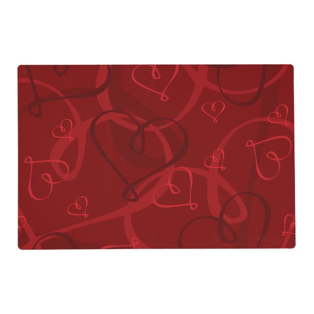 Red heart pattern placemat (Back)