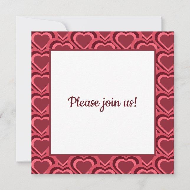 Red Heart Pattern Save The Date (Front)