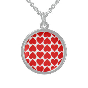 RED HEART PATTERN STERLING SILVER NECKLACE