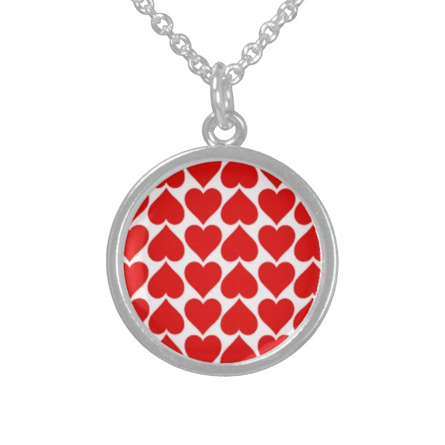 RED HEART PATTERN STERLING SILVER NECKLACE (Front)