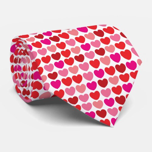 Red heart pattern tie