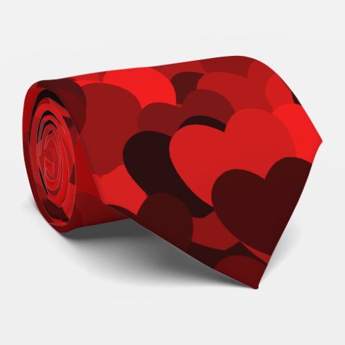 Red heart pattern tie