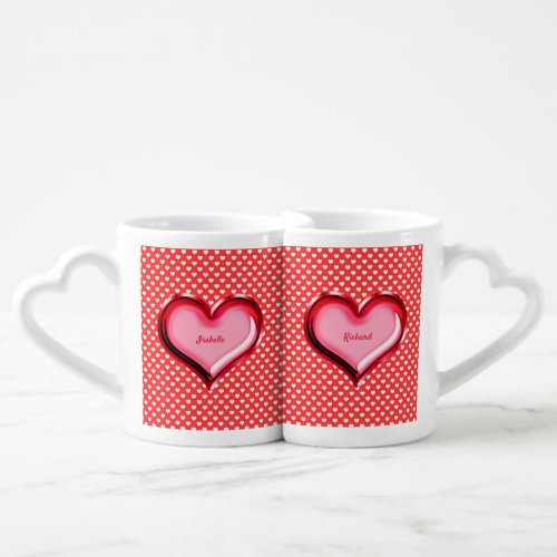 Red Heart Pattern Valentine Couple Lovers mug
