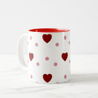 Red Heart Pattern Valentine Two-Tone Coffee Mug