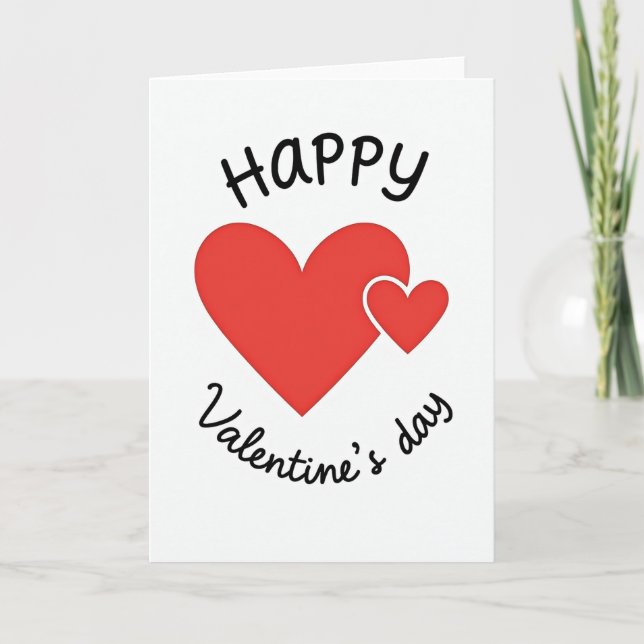 Red Heart Pattern Valentines Day Card (Front)