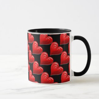 Red Heart Pattern Valentine's DayCoffee Mug