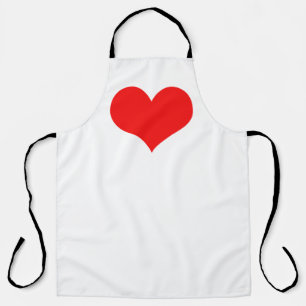 Red Heart Pattern White Modern Cute Gift 2023  Apron