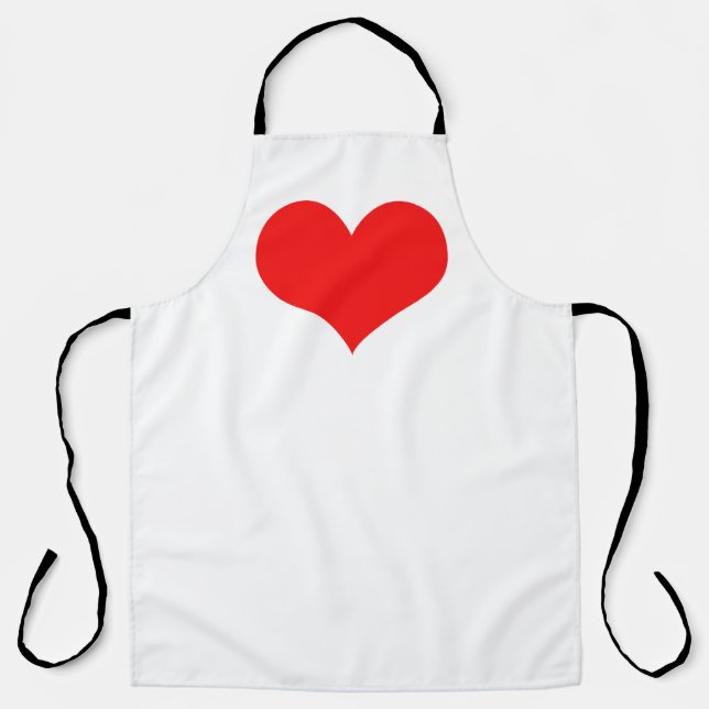 Red Heart Pattern White Modern Cute Gift 2023  Apron (Front)