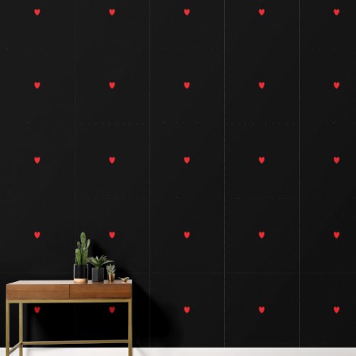 Red Heart Patterns Black Custom Color Cute Lovely Wallpaper