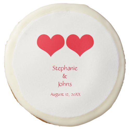 Red Heart Patterns Cute Custom Name Weddings 2022 Sugar Cookie