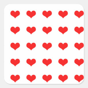 Red Heart Patterns Weddings Valentine's Birthdays Square Sticker