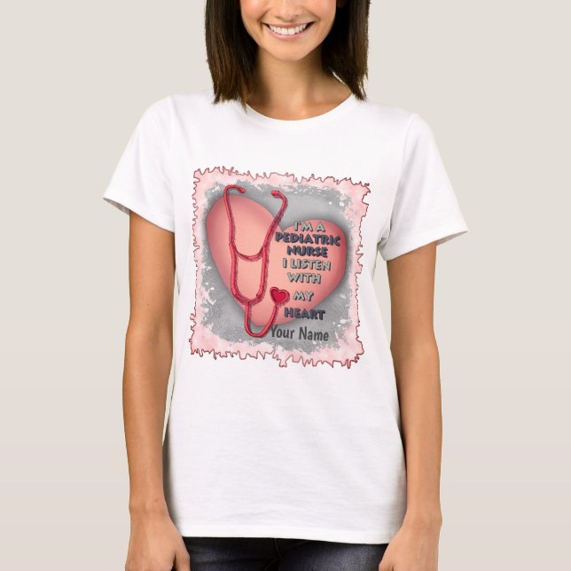 Red Heart Pediatric Nurse T-Shirt (Front)