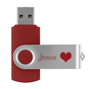 Red Heart Personalized Girly Name Flash Drive