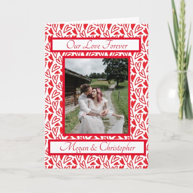 Red Heart Personalized Picture Valentine's Day Holiday Card (Front)