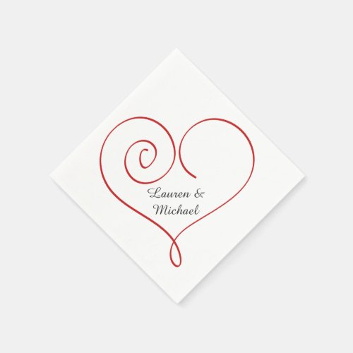 Red Heart Personalized Wedding Napkins