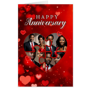 Red Heart Photo Collage Anniversary Jumbo Card