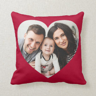 Red Heart Photo Cut Out Valentine's Day Pillow