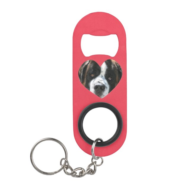 Red Heart Photo Frame  Keychain Bottle Opener (Front)