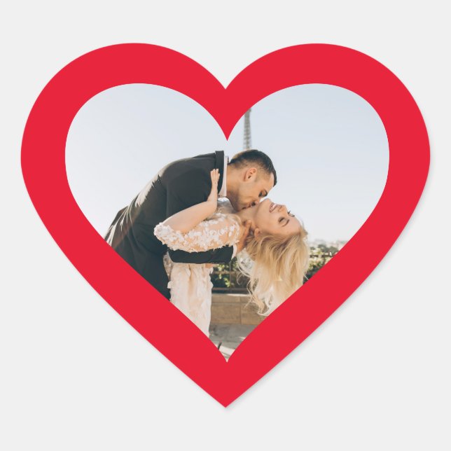 Red Heart Photo in Heart Heart Sticker (Front)