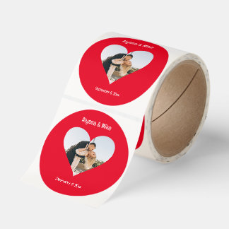 Red Heart Photo in Heart Personalized Classic Round Sticker