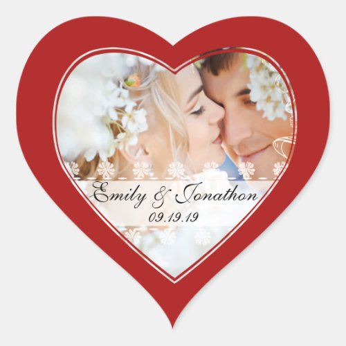 Red Heart Photo Wedding Stickers