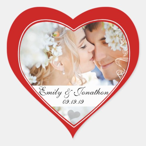 Red Heart Photo Wedding Stickers