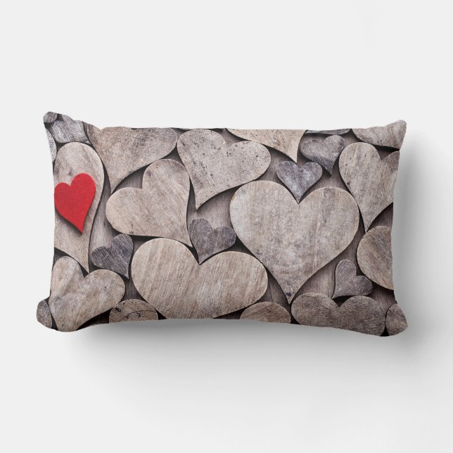 Red heart pillow. Valentines day presents. Lumbar Pillow (Front)