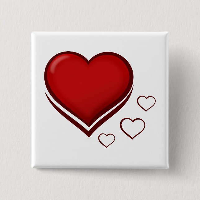 Red Heart Pinback Button (Front)