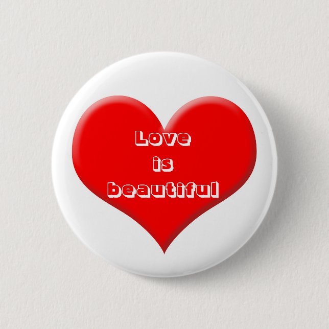 Red heart pinback button (Front)