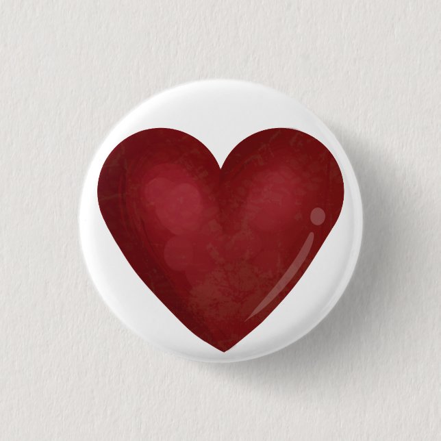 Red Heart Pinback Button (Front)