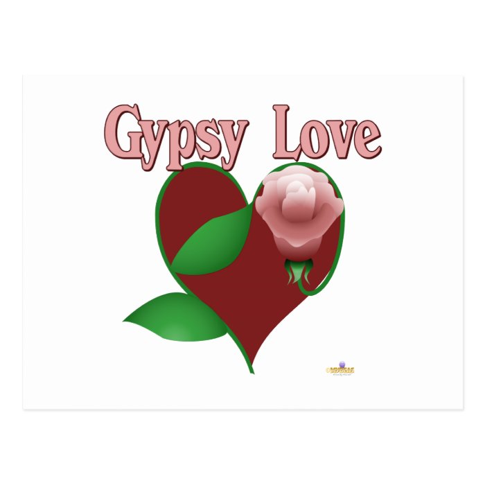 Red Heart Pink Rose Gypsy Love Post Card