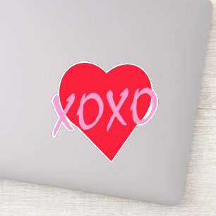 Red Heart Pink XOXO Valentine's Day Modern  Sticker
