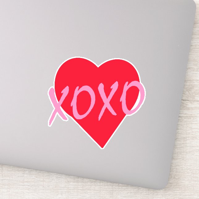 Red Heart Pink XOXO Valentine's Day Modern  Sticker (Detail)
