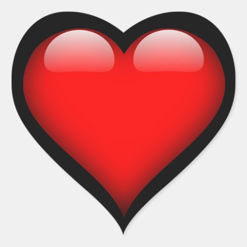 Red heart polished in black heart heart sticker