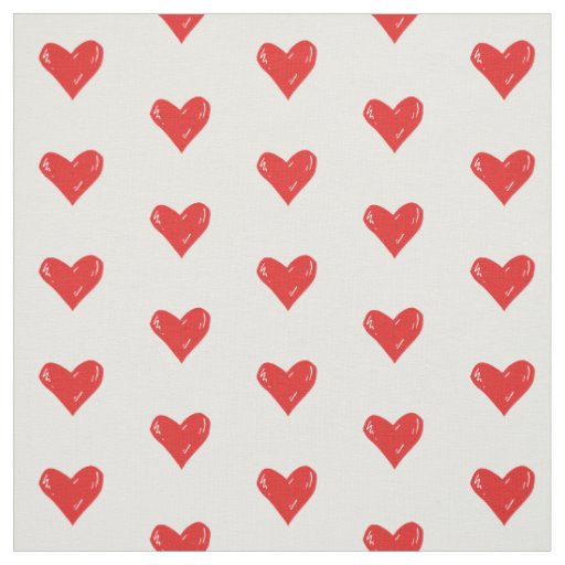 Red Heart Print Cotton Fabric by the Yard Zazzle
