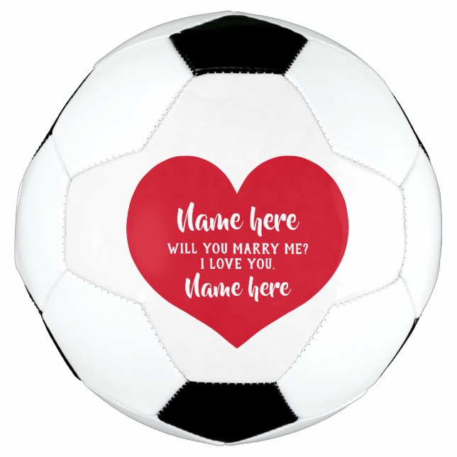 Red heart proposal soccer ball (Front)