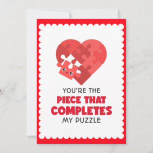 Red Heart Puzzle You're the Missing Piece   Holiday Card