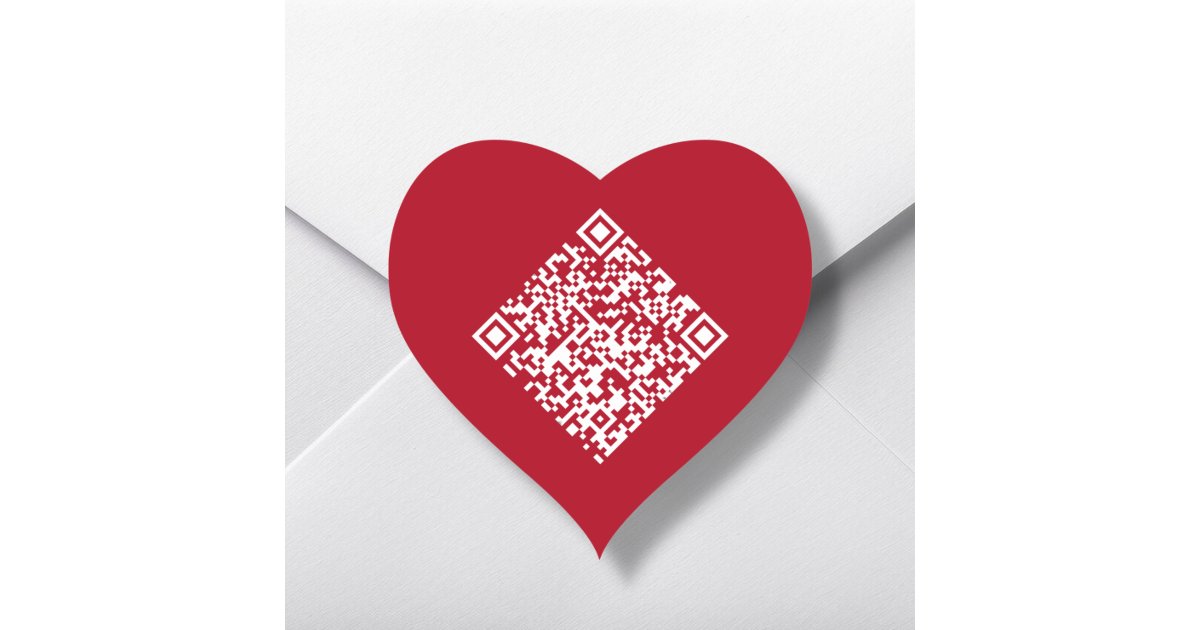 Red Heart QR Code Heart Sticker | Zazzle