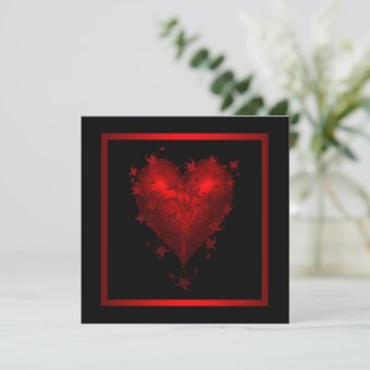 Red Heart Red Black Wedding Invitations | Zazzle